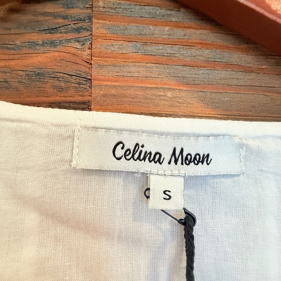 CELINA MOON Flavia White and Pink Cotton Maxi Dress - Picture 9 of 10